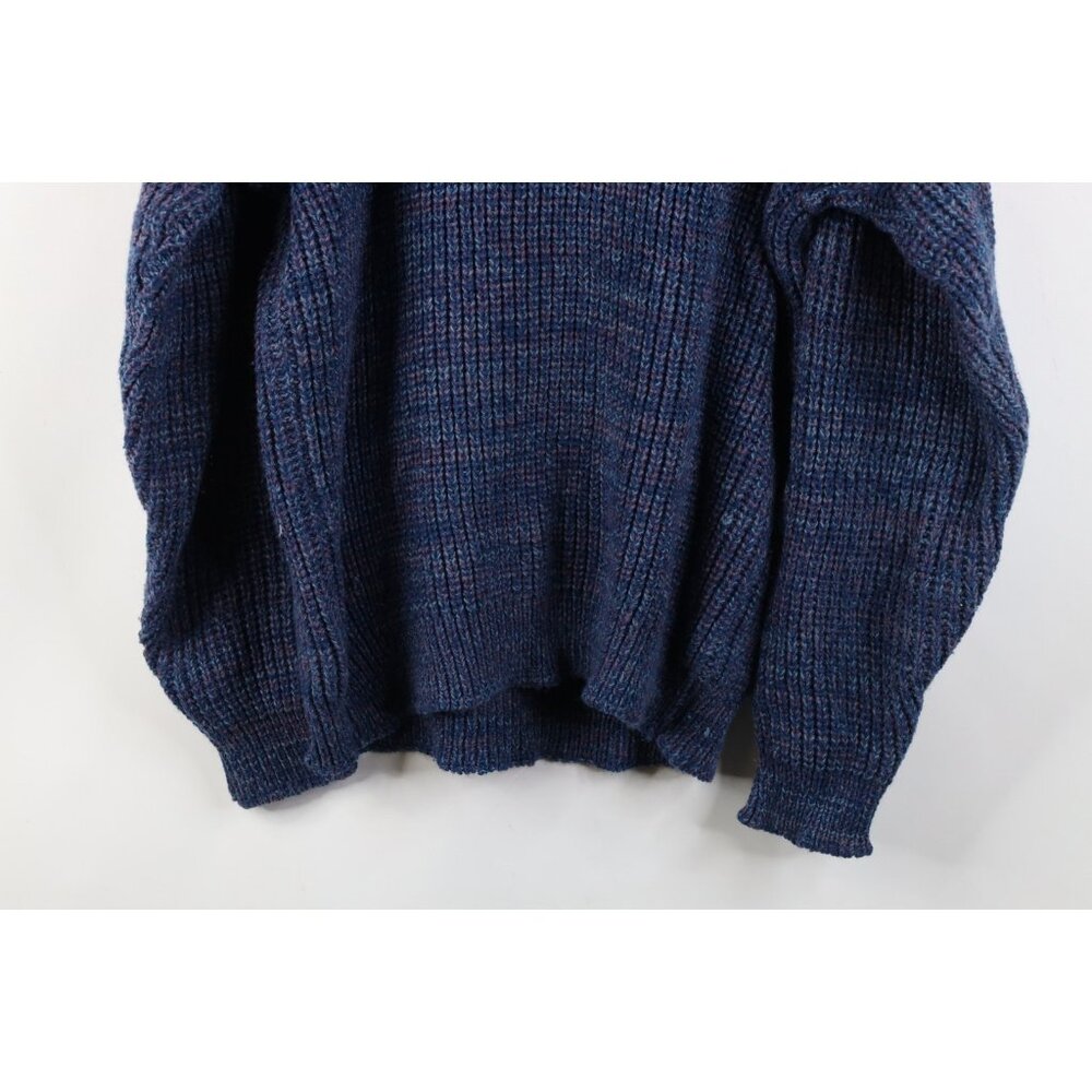 Vintage 90s Streetwear Mens Large Blank Chunky Ribbed Knit Crewneck Sweater - Picture 10 of 10